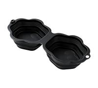 Pet Feeding Bowl, Silicone Foldable Dish, Double Compartment Feeder, Portable Water Food Set, Cat Kitten Dog Dish, Spill Resistant Travel Bowl, Indoor Outdoor Accessory, Walking Hiking 40x15x6cm