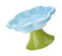 Pet Feeding Bowl with Raised Flower-Shaped, Blue flowers | Elevated Flower-Shaped Bowl, Gripping Pad Beneath the Pedestal, Dishwasher-Safe Cleanup for Food or Treats