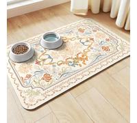 Pet Feeding Mat, Absorbent Cat Dog Mat for Food and Water Bowls Floors, No Stains Quick Dry Cat Dog Feeding Water Bowl Mats for Sloppy Drinkers, Pet Feeding & Watering Supplies (Boho, 16"x 24")
