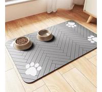 Pet Feeding Mat Absorbent Dog Cat Food Water Bowl Quick Dry No Stains Waterproof Rubber Backing Non Slip Anti Slip Gray Messy Drinkers Easy Clean Feeder Mats Dogs Cats (COLOR 2,30x40cm)