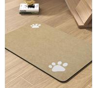 Pet Feeding Mat-Absorbent Dog Mat for Food and Water Bowl-No Stains Quick Dry Water Dispenser Mat-Dog Accessories Pet Supplies-Bowl for Messy Drinkers(Beige,12"x19"