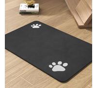 Pet Feeding Mat-Absorbent Dog Mat for Food and Water Bowl-No Stains Quick Dry Water Dispenser Mat-Dog Accessories Pet Supplies-Bowl for Messy Drinkers(Black,12"x19"