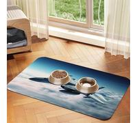 Pet Feeding Mat Absorbent Quick Dry Dog Food Mats Cute Non-Slip Rubber Pet Feeding Rug Aircraft Fighter Jets Cat Water Bowl Mats Pet Placemat for Food Water 40x60cm