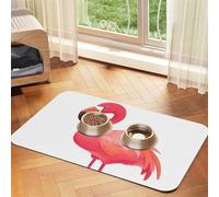 Pet Feeding Mat Absorbent Quick Dry Dog Food Mats Cute Non-Slip Rubber Pet Feeding Rug Cartoon Flamingo Cat Water Bowl Mats Pet Placemat for Food Water 30x45cm