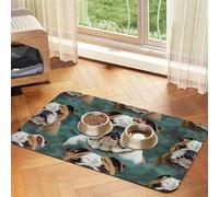 Pet Feeding Mat Absorbent Quick Dry Dog Food Mats Cute Non-Slip Rubber Pet Feeding Rug Funny English Bulldog Cat Water Bowl Mats Pet Placemat for Food Water 40x60cm