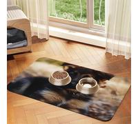 Pet Feeding Mat Absorbent Quick Dry Dog Food Mats Cute Non-Slip Rubber Pet Feeding Rug German Shepherd Puppy Cat Water Bowl Mats Pet Placemat for Food Water 40x60cm