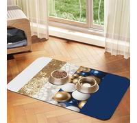 Pet Feeding Mat Absorbent Quick Dry Dog Food Mats Cute Non-Slip Rubber Pet Feeding Rug Gold Blue White Cat Water Bowl Mats Pet Placemat for Food Water 40x60cm