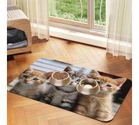 Pet Feeding Mat Absorbent Quick Dry Dog Food Mats Cute Non-Slip Rubber Pet Feeding Rug Kittens Family Cats Cat Water Bowl Mats Pet Placemat for Food Water 40x60cm