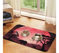 Pet Feeding Mat Absorbent Quick Dry Dog Food Mats Cute Non-Slip Rubber Pet Feeding Rug Moon Elephant Cat Water Bowl Mats Pet Placemat for Food Water 30x45cm