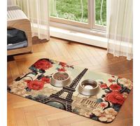 Pet Feeding Mat Absorbent Quick Dry Dog Food Mats Cute Non-Slip Rubber Pet Feeding Rug Paris Vintage Floral Cat Water Bowl Mats Pet Placemat for Food Water 40x60cm