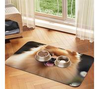 Pet Feeding Mat Absorbent Quick Dry Dog Food Mats Cute Non-Slip Rubber Pet Feeding Rug Pomeranian Dog Cat Water Bowl Mats Pet Placemat for Food Water 30x45cm