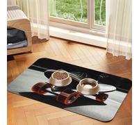 Pet Feeding Mat Absorbent Quick Dry Dog Food Mats Cute Non-Slip Rubber Pet Feeding Rug Skateboard Wheel Cat Water Bowl Mats Pet Placemat for Food Water 30x45cm