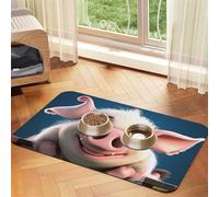 Pet Feeding Mat Absorbent Quick Dry Dog Food Mats Cute Non-Slip Rubber Pet Feeding Rug Smiling Cat Water Bowl Mats Pet Placemat for Food Water 40x60cm