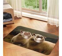 Pet Feeding Mat Absorbent Quick Dry Dog Food Mats Cute Non-Slip Rubber Pet Feeding Rug Two White Sheep Cat Water Bowl Mats Pet Placemat for Food Water 30x45cm