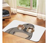 Pet Feeding Mat Absorbent Quick Dry Dog Food Mats Cute Non-Slip Rubber Pet Feeding Rug Walrus Cat Water Bowl Mats Pet Placemat for Food Water 30x45cm