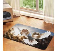 Pet Feeding Mat Absorbent Quick Dry Dog Food Mats Cute Non-Slip Rubber Pet Feeding Rug White Dove Flying in The Sun Cat Water Bowl Mats Pet Placemat for Food Water 30x45cm