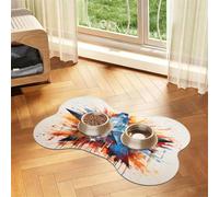 Pet Feeding Mat, Cat & Dog Mat For Food And Water Bowl | Abstract Geometric Doodle Star Bone Shaped Dog Cat Placemat Quick Dry, Pet Accessories Supplies 12"x19"