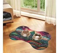 Pet Feeding Mat, Cat & Dog Mat For Food And Water Bowl | Abstract Lines Mountain Stars Moon Bone Shaped Dog Cat Placemat Quick Dry, Pet Accessories Supplies 16"x24"