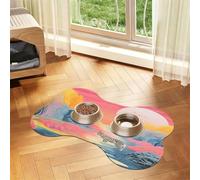 Pet Feeding Mat, Cat & Dog Mat For Food And Water Bowl | Abstract Mountain Tiger Moon Bone Shaped Dog Cat Placemat Quick Dry, Pet Accessories Supplies 16"x24"