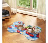 Pet Feeding Mat, Cat & Dog Mat For Food And Water Bowl | Blue Checkered Daisy Cherry Bone Shaped Dog Cat Placemat Quick Dry, Pet Accessories Supplies 16"x24"