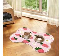 Pet Feeding Mat, Cat & Dog Mat For Food And Water Bowl | Cute Strawberries Daisy Bone Shaped Dog Cat Placemat Quick Dry, Pet Accessories Supplies 16"x24"