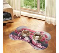 Pet Feeding Mat, Cat & Dog Mat For Food And Water Bowl | Pink Daisy Dance Shoes Bone Shaped Dog Cat Placemat Quick Dry, Pet Accessories Supplies 16"x24"