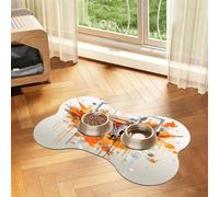 Pet Feeding Mat, Cat & Dog Mat For Food And Water Bowl | Watercolor Splashing Basketball Hoop Bone Shaped Dog Cat Placemat Quick Dry, Pet Accessories Supplies 12"x19"