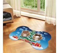 Pet Feeding Mat, Cat & Dog Mat For Food And Water Bowl | Xmas Tree Present Boxes Romantic Bubble Bone Shaped Dog Cat Placemat Quick Dry, Pet Accessories Supplies 16"x24"