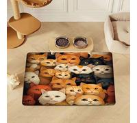 Pet Feeding Mat Cat Dog Placemat Pet Carpet Splash-Proof Absorbent Easy To Clean Washable Diatomaceous Earth Kitten Puppy Water Bowl Mat (Pattern 3,60x90 cm)