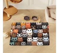 Pet Feeding Mat Cat Dog Placemat Pet Carpet Splash-Proof Absorbent Easy To Clean Washable Diatomaceous Earth Kitten Puppy Water Bowl Mat (Pattern 1,60x90 cm)