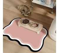 Pet Feeding Mat Dog Food Mats Absorbent Quick Dry Cat Feeding Mat No Stains Pet Placemat Water Dispenser Mat Pets Accessories Bathroom Carpet Easy To Clean (Pink,60x90 cm)