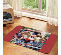 Pet Feeding Mat for Dog Bowls and Water Bowl Non Slip Pet Placemat Absorbent Cat Feeder Pad 4th of July Patriotic Old Red Truck Pet Food Mat for Floors No Stains Dog Cat Water Bowl Mat 30x45cm