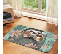 Pet Feeding Mat for Dog Bowls and Water Bowl Non Slip Pet Placemat Absorbent Cat Feeder Pad Animal Sloth Mint Green Pet Food Mat for Floors No Stains Dog Cat Water Bowl Mat 30x45cm