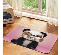 Pet Feeding Mat for Dog Bowls and Water Bowl Non Slip Pet Placemat Absorbent Cat Feeder Pad Baby Panda with Glasses Pet Food Mat for Floors No Stains Dog Cat Water Bowl Mat 40x60cm