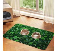 Pet Feeding Mat for Dog Bowls and Water Bowl Non Slip Pet Placemat Absorbent Cat Feeder Pad Background st Patrick's Day Glitter Pet Food Mat for Floors No Stains Dog Cat Water Bowl Mat 40x60cm