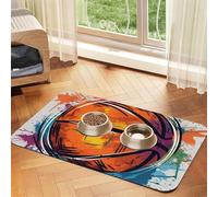 Pet Feeding Mat for Dog Bowls and Water Bowl Non Slip Pet Placemat Absorbent Cat Feeder Pad Basketball Colorful Sketch Enjoyment Pet Food Mat for Floors No Stains Dog Cat Water Bowl Mat 40x60cm