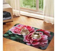 Pet Feeding Mat for Dog Bowls and Water Bowl Non Slip Pet Placemat Absorbent Cat Feeder Pad Beautiful Peony Flower Pet Food Mat for Floors No Stains Dog Cat Water Bowl Mat 40x60cm