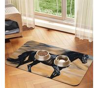 Pet Feeding Mat for Dog Bowls and Water Bowl Non Slip Pet Placemat Absorbent Cat Feeder Pad Black Arabian Horse Pet Food Mat for Floors No Stains Dog Cat Water Bowl Mat 40x60cm
