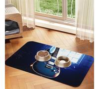 Pet Feeding Mat for Dog Bowls and Water Bowl Non Slip Pet Placemat Absorbent Cat Feeder Pad Blue Guitar Pet Food Mat for Floors No Stains Dog Cat Water Bowl Mat 40x60cm