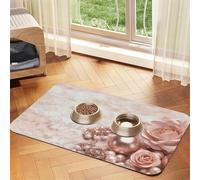 Pet Feeding Mat for Dog Bowls and Water Bowl Non Slip Pet Placemat Absorbent Cat Feeder Pad Blush Pink Rose Gold Pet Food Mat for Floors No Stains Dog Cat Water Bowl Mat 40x60cm