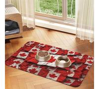 Pet Feeding Mat for Dog Bowls and Water Bowl Non Slip Pet Placemat Absorbent Cat Feeder Pad Canadian Flag Pet Food Mat for Floors No Stains Dog Cat Water Bowl Mat 40x60cm