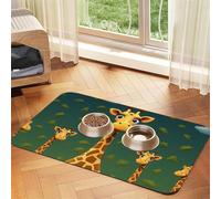 Pet Feeding Mat for Dog Bowls and Water Bowl Non Slip Pet Placemat Absorbent Cat Feeder Pad Cartoon Giraffe Pet Food Mat for Floors No Stains Dog Cat Water Bowl Mat 30x45cm