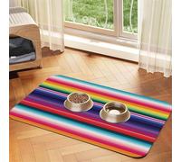 Pet Feeding Mat for Dog Bowls and Water Bowl Non Slip Pet Placemat Absorbent Cat Feeder Pad Colorful Mexican Stripes Pet Food Mat for Floors No Stains Dog Cat Water Bowl Mat 40x60cm