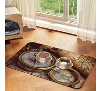 Pet Feeding Mat for Dog Bowls and Water Bowl Non Slip Pet Placemat Absorbent Cat Feeder Pad Compass and Old World Map Pet Food Mat for Floors No Stains Dog Cat Water Bowl Mat 30x45cm