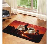 Pet Feeding Mat for Dog Bowls and Water Bowl Non Slip Pet Placemat Absorbent Cat Feeder Pad Cowboy West Pet Food Mat for Floors No Stains Dog Cat Water Bowl Mat 30x45cm