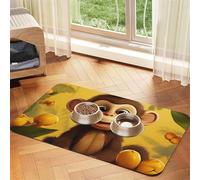 Pet Feeding Mat for Dog Bowls and Water Bowl Non Slip Pet Placemat Absorbent Cat Feeder Pad Cute Funny Monkey Banana Pet Food Mat for Floors No Stains Dog Cat Water Bowl Mat 30x45cm