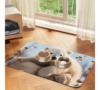 Pet Feeding Mat for Dog Bowls and Water Bowl Non Slip Pet Placemat Absorbent Cat Feeder Pad Cute Polar Bear Animals Pet Food Mat for Floors No Stains Dog Cat Water Bowl Mat 30x45cm