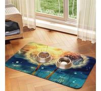Pet Feeding Mat for Dog Bowls and Water Bowl Non Slip Pet Placemat Absorbent Cat Feeder Pad Dandelion DIY Drawing Paint Pet Food Mat for Floors No Stains Dog Cat Water Bowl Mat 40x60cm