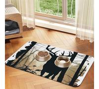 Pet Feeding Mat for Dog Bowls and Water Bowl Non Slip Pet Placemat Absorbent Cat Feeder Pad Deer Silhouette Pet Food Mat for Floors No Stains Dog Cat Water Bowl Mat 40x60cm