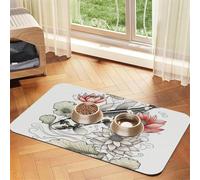 Pet Feeding Mat for Dog Bowls and Water Bowl Non Slip Pet Placemat Absorbent Cat Feeder Pad Fish Japanese Carp Lotus Leaves Flower Pet Food Mat for Floors No Stains Dog Cat Water Bowl Mat 30x45cm